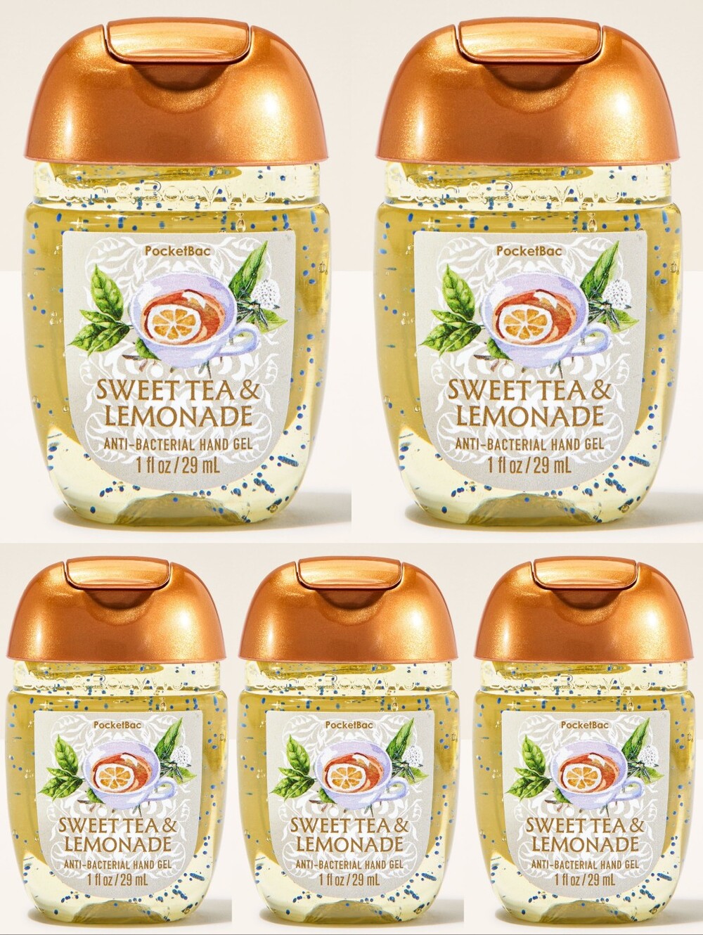 Bath & Body Works Sweet Tea & Lemonade PocketBac Hand Gel Set of 5